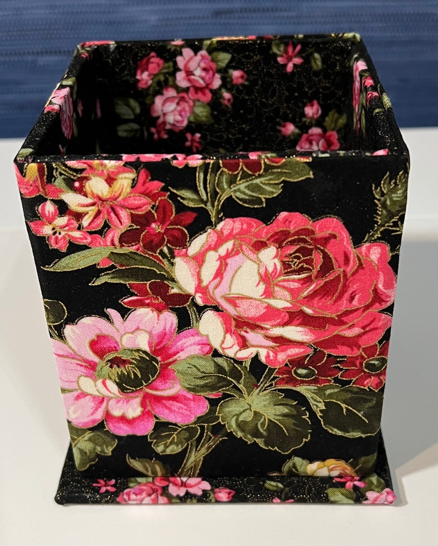 Small Desk Organizer - Pink Roses