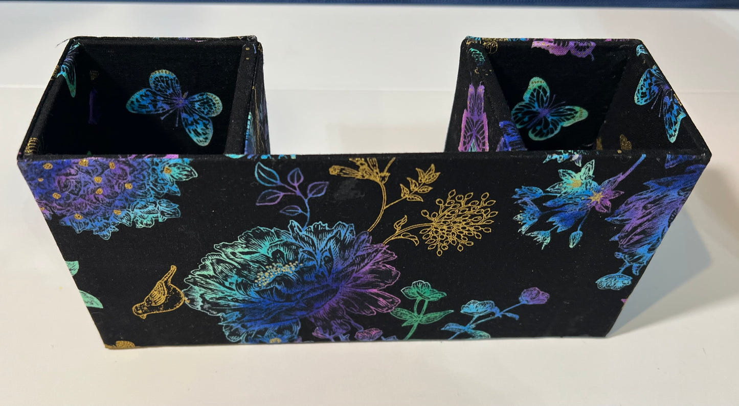 Desk Organizer - Black w/Butterflies