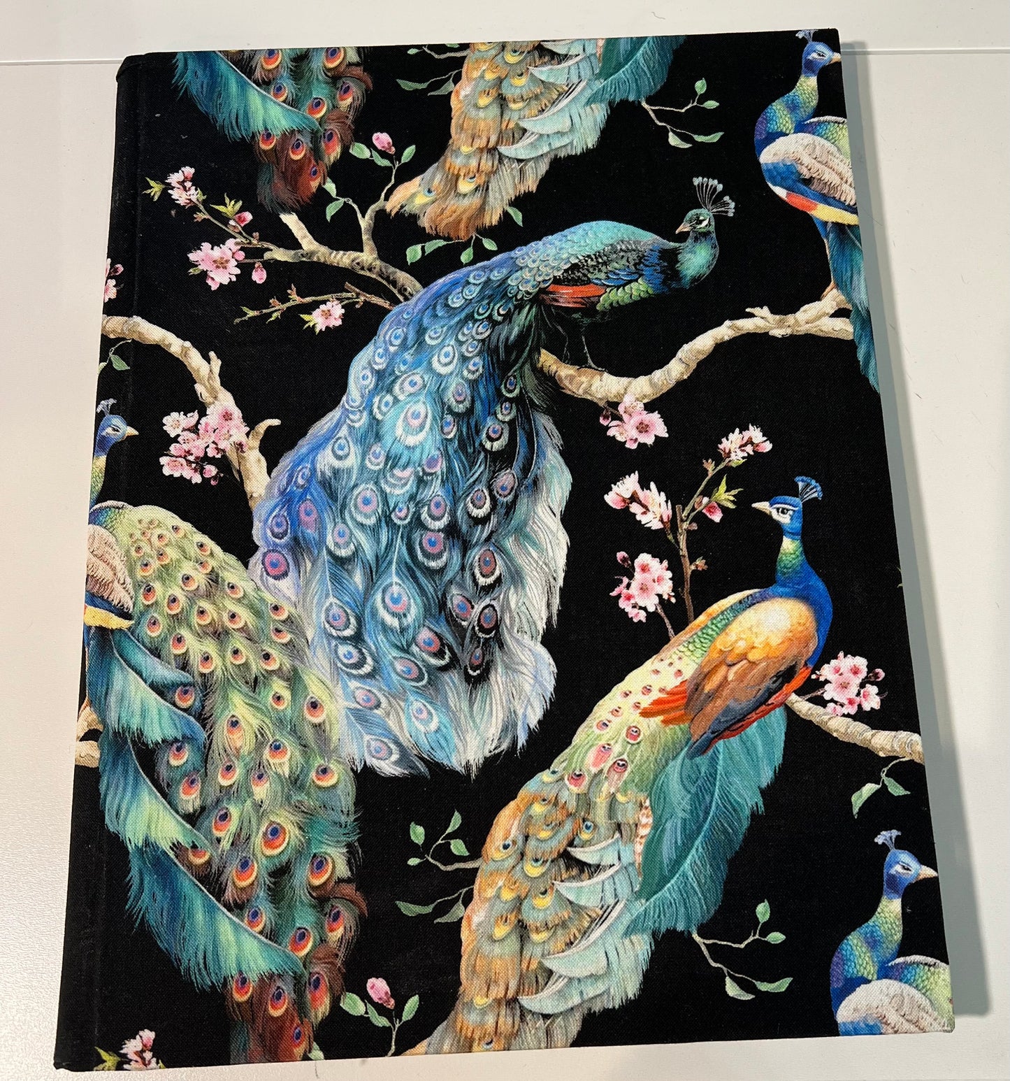 Large Covered Notepad - Peacock Print