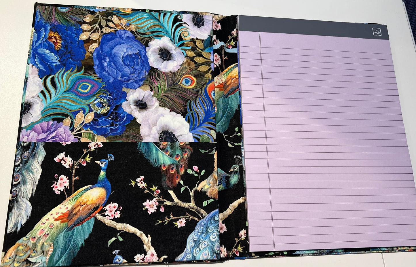 Large Covered Notepad - Peacock Print