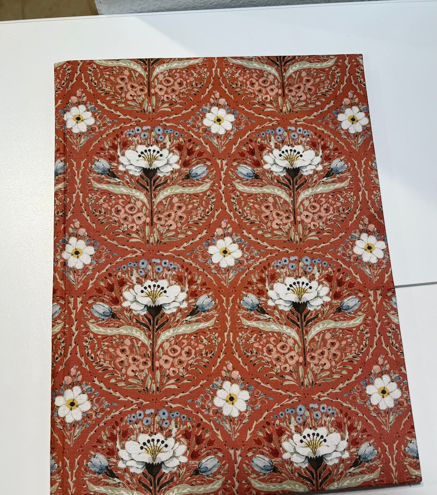Large Covered Notepad - Peach and White Floral