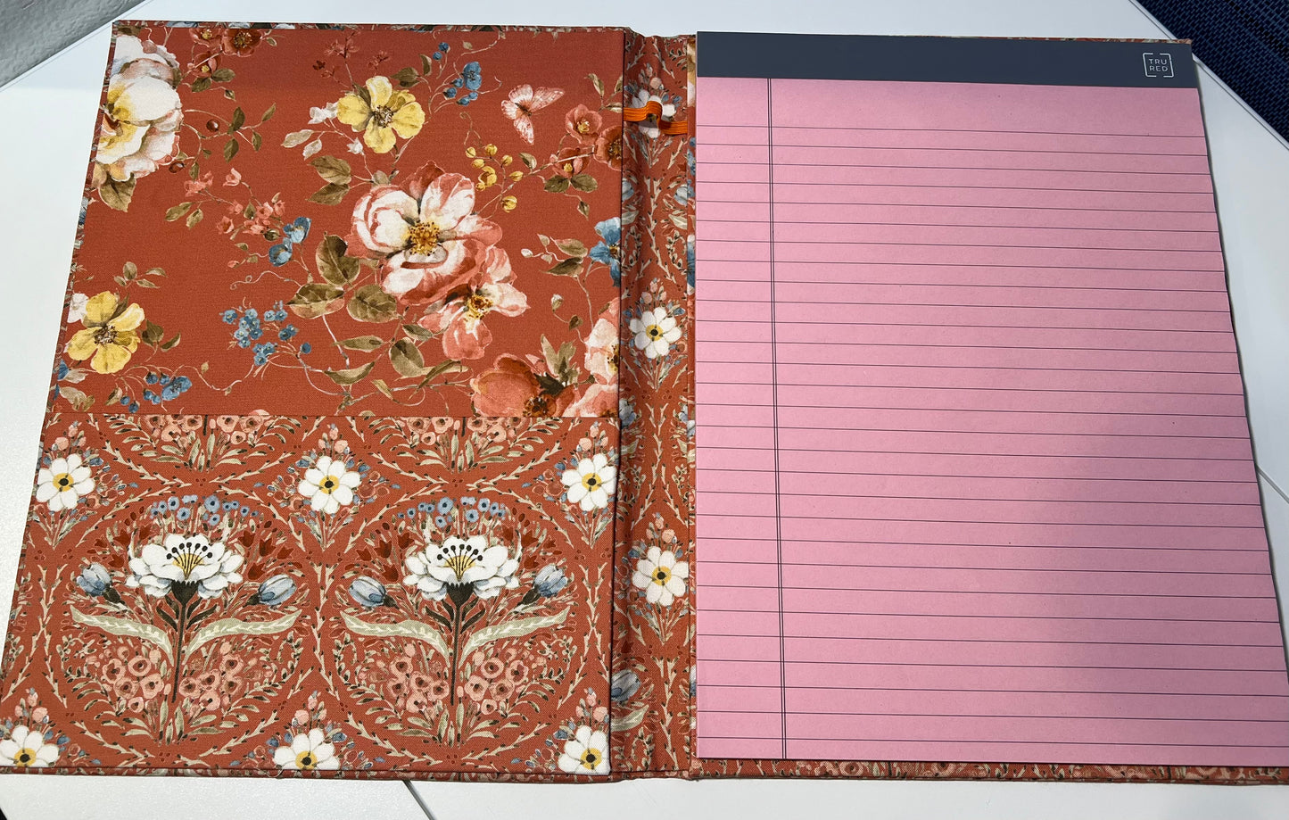 Large Covered Notepad - Peach and White Floral