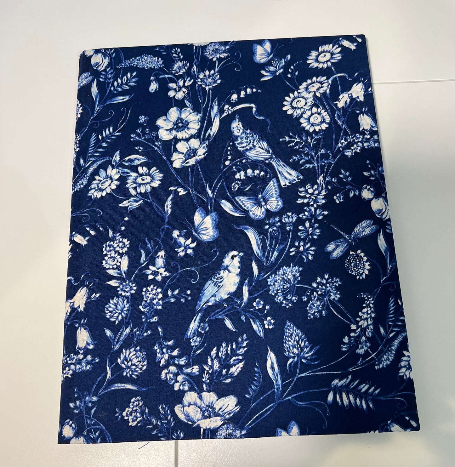 Large Covered Notepad - Blue and White Bird Print