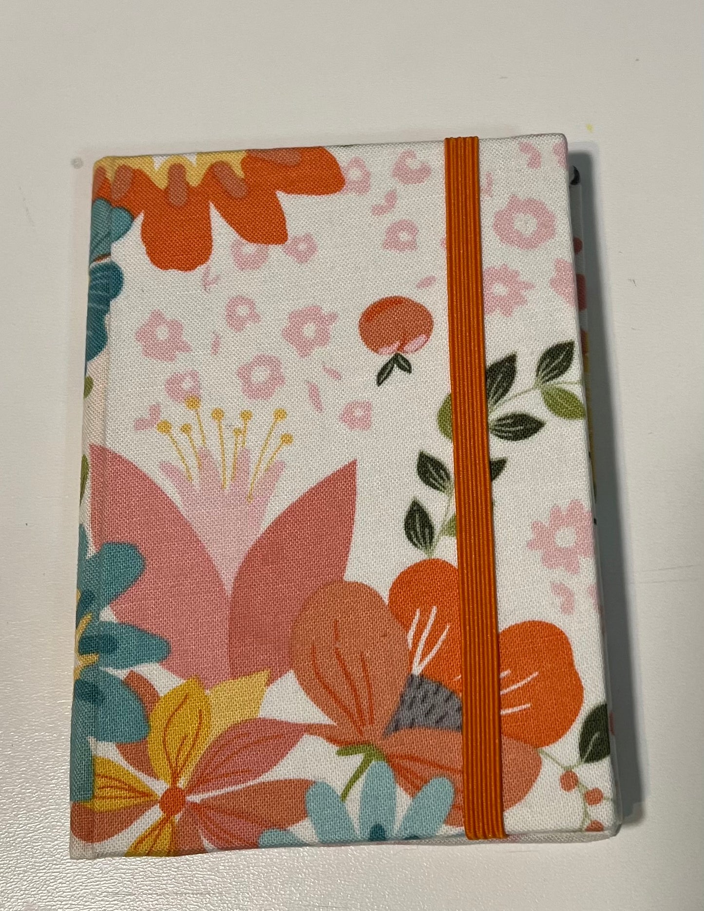 Small Covered Notepad - White and Orange Spring Floral