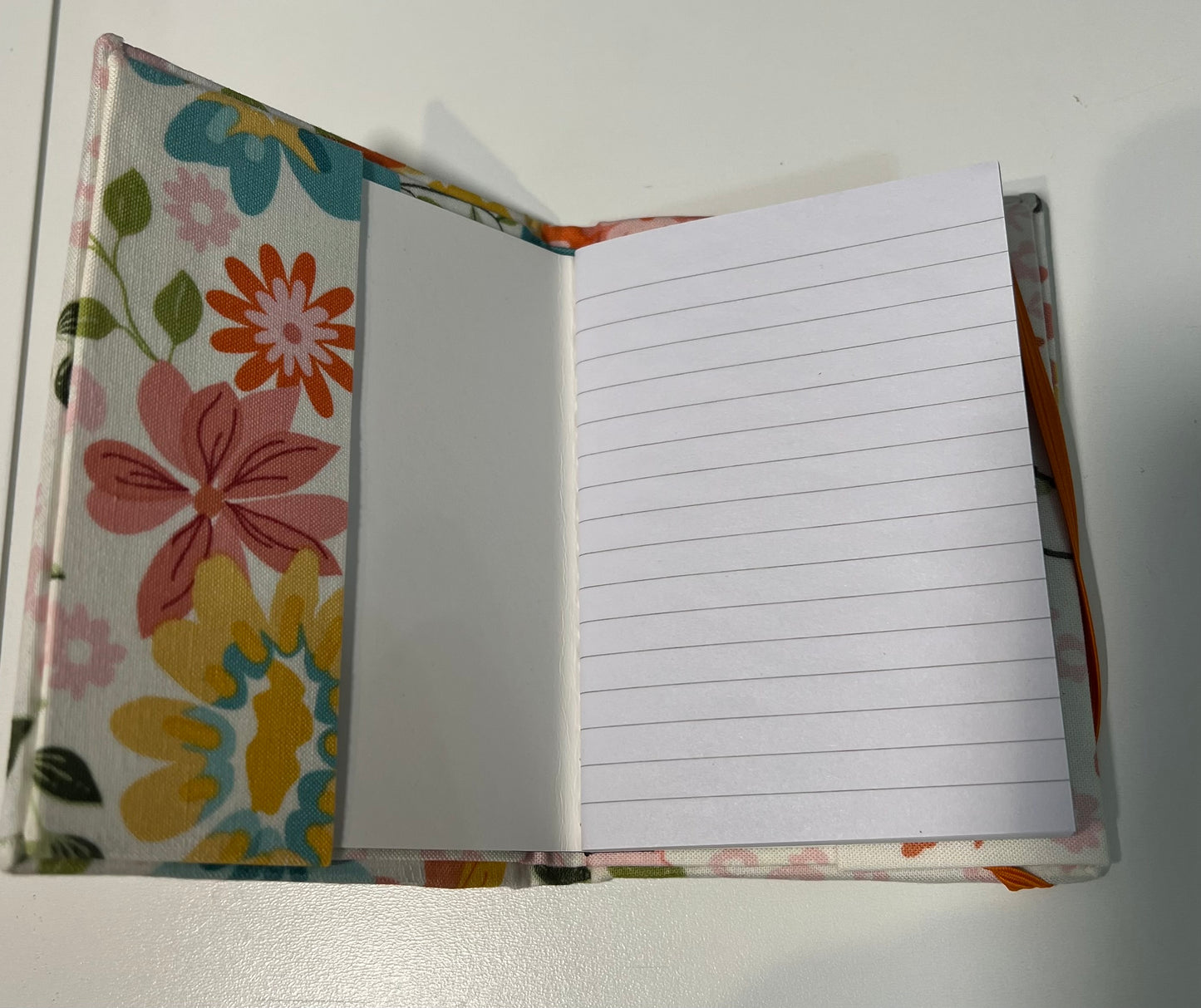 Small Covered Notepad - White and Orange Spring Floral
